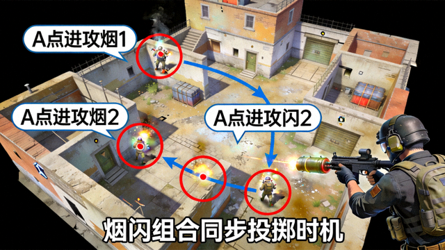 CSGO投掷物教学A点进攻烟闪组合高清点位图