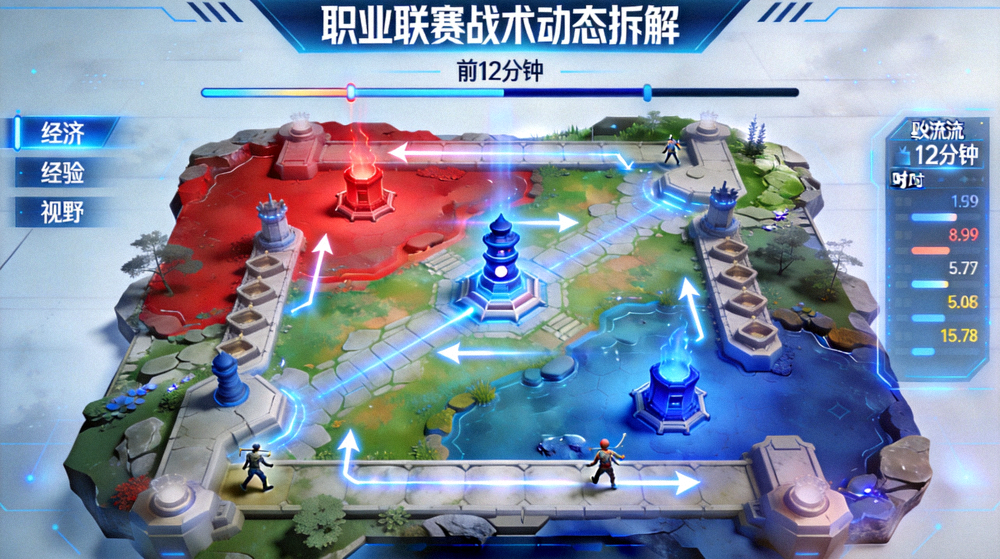 职业联赛战术动态拆解沙盘前十二分钟资源流向演示界面